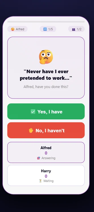 Never Have I Ever - Game screenshot