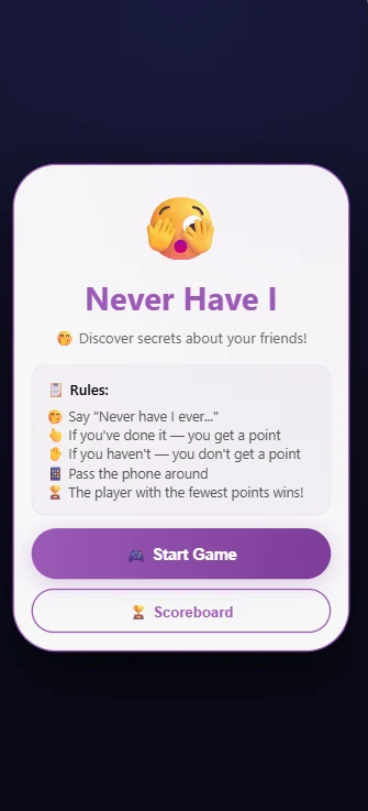 Never Have I Ever - Game screenshot